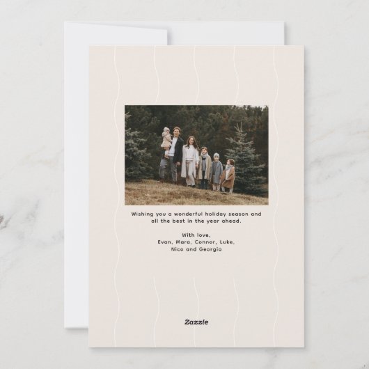 Eenvoudige moderne twee-foto golvende rand Kerstmi Feestdagenkaart (Achterkant)