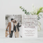 Eenvoudige Moderne Twee Foto Winter Bruiloft Kaart (Staand voorkant)