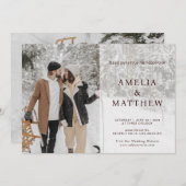 Eenvoudige Moderne Twee Foto Winter Bruiloft Kaart (Voorkant / Achterkant)