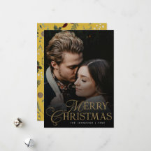 Eenvoudige Moderne Typografie 1 Foto Gouden Kerstm