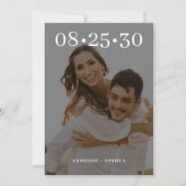 Eenvoudige moderne typografie 2 foto bruiloft save the date (Voorkant)