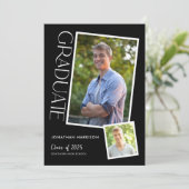 Eenvoudige Moderne Typografie 2 Foto Graduation Pa Kaart (Staand voorkant)