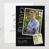 Eenvoudige Moderne Typografie 2 Foto Graduation Pa Kaart (Voorkant / Achterkant)