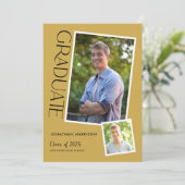 Eenvoudige Moderne Typografie 2 Foto Graduation Pa Kaart (Staand voorkant)