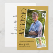 Eenvoudige Moderne Typografie 2 Foto Graduation Pa Kaart (Voorkant / Achterkant)