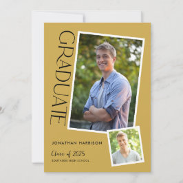 Eenvoudige Moderne Typografie 2 Foto Graduation Pa Kaart