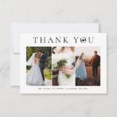 Eenvoudige moderne typografie 3 foto's bruiloft bedankkaart (Voorkant)