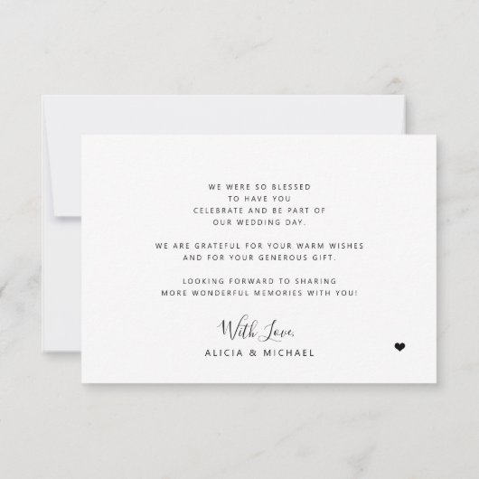 Eenvoudige moderne typografie 3 foto's bruiloft bedankkaart (Achterkant)