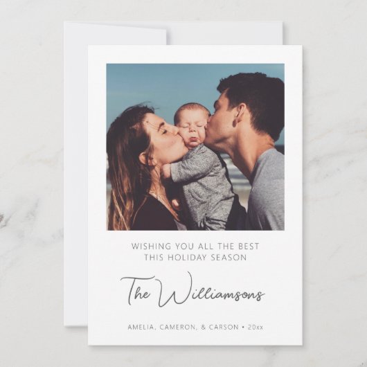 Eenvoudige moderne typografie Aangepaste groet fot Feestdagenkaart (Voorkant)