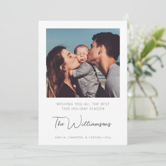 Eenvoudige moderne typografie Aangepaste groet fot Feestdagenkaart (Staand voorkant)