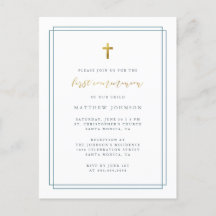 Eenvoudige moderne Typografie Blauwe Eerste Commun