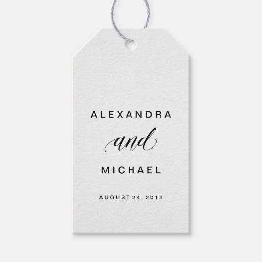 Eenvoudige moderne typografie bruiloft gunst cadeaulabel (Voorkant)