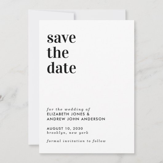 Eenvoudige Moderne Typografie Bruiloft Save the Da Date (Voorkant)