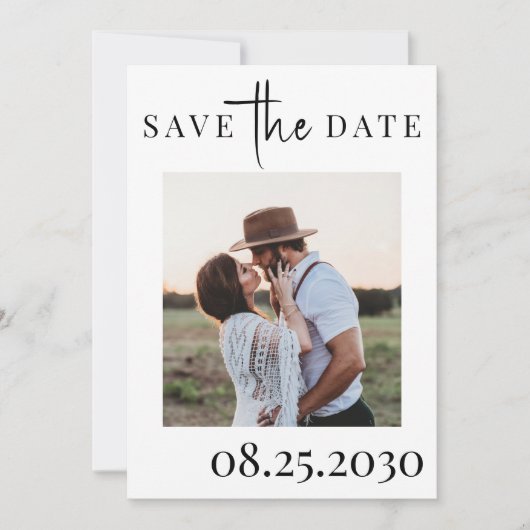 Eenvoudige moderne typografie, bruiloft save the date (Voorkant)