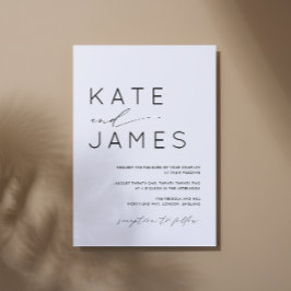 Eenvoudige moderne typografie bruiloft uitnodiging