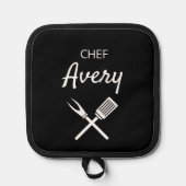 Eenvoudige moderne typografie Chef gepersonaliseer Pannenlap (Voorkant)