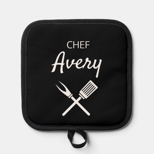 Eenvoudige moderne typografie Chef gepersonaliseer Pannenlap (Voorkant)