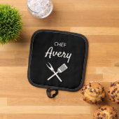 Eenvoudige moderne typografie Chef gepersonaliseer Pannenlap (Top down)