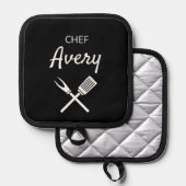 Eenvoudige moderne typografie Chef gepersonaliseer Pannenlap (Voorkant / Achterkant)