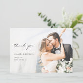 Eenvoudige moderne typografie Custom Wedding Photo Bedankkaart (Staand voorkant)