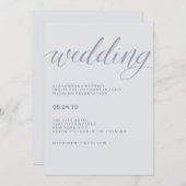 Eenvoudige moderne typografie | Dusty Blue Wedding Kaart (Voorkant / Achterkant)