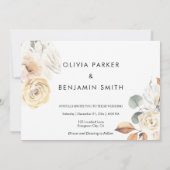 Eenvoudige moderne typografie foto bloemenbruiloft kaart (Achterkant)