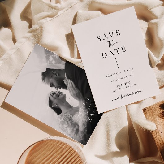 Eenvoudige Moderne Typografie Foto Bruiloft  Save The Date