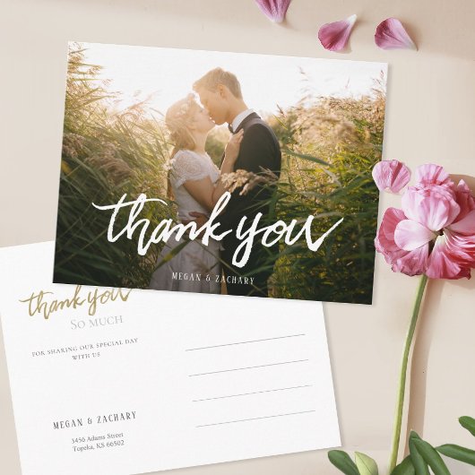 Eenvoudige moderne Typografie Foto Dank u Briefkaa Briefkaart