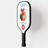 Eenvoudige moderne typografie Foto Eerste Vaderdag Pickleball Paddle (Links)