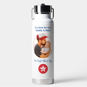 Eenvoudige moderne typografie Foto Eerste Vaderdag Waterfles