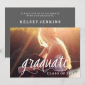 Eenvoudige moderne Typografie Foto GraduPartij Kaart (Voorkant / Achterkant)
