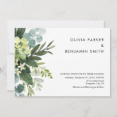 Eenvoudige moderne typografie foto groen bruiloft kaart (Achterkant)