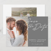 Eenvoudige Moderne Typografie Foto Save The Date (Voorkant / Achterkant)