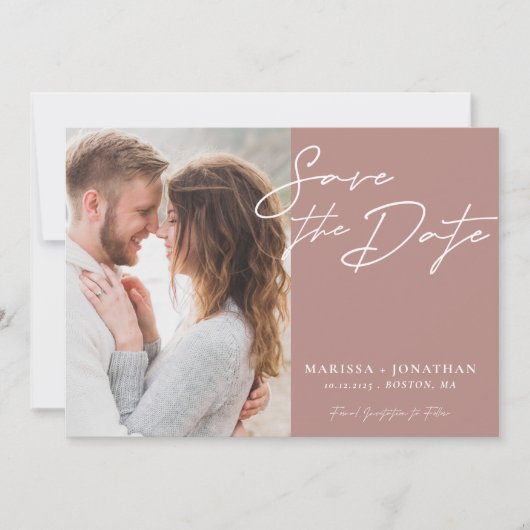 Eenvoudige moderne typografie foto save the date (Voorkant)