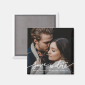 Eenvoudige Moderne Typografie Foto slaat de datum Magneet (Voorkant / Achterkant)