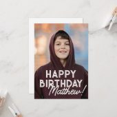 Eenvoudige Moderne Typografie Foto Verjaardag Groe Kaart (Voorkant / Achterkant in situ)