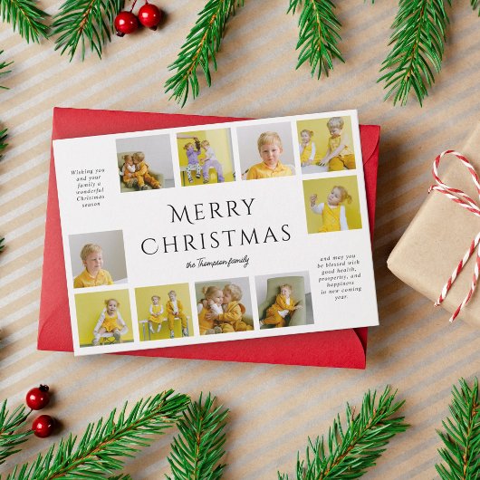 Eenvoudige moderne typografie Fotocollage Kerstmis Feestdagenkaart