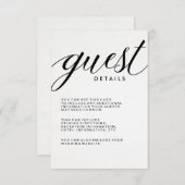 Eenvoudige moderne typografie Gastinformatie Informatiekaartje (Voorkant / Achterkant)