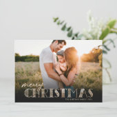 Eenvoudige, moderne Typografie Gold kerstfoto Feestdagenkaart (Staand voorkant)