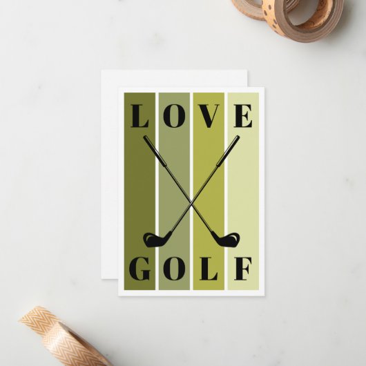 Eenvoudige moderne typografie Golf Blank Notitiekaartje (Voorkant / Achterkant in situ)