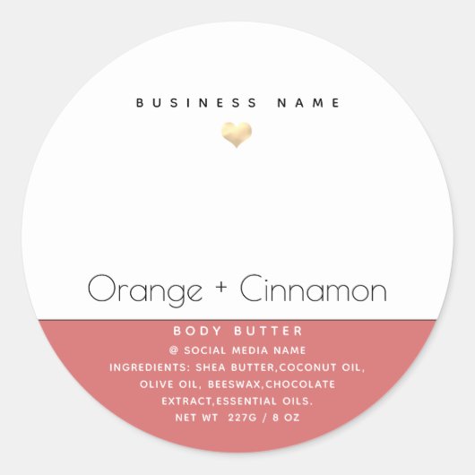 Eenvoudige moderne typografie goudcarrosserie ronde sticker (Voorkant)