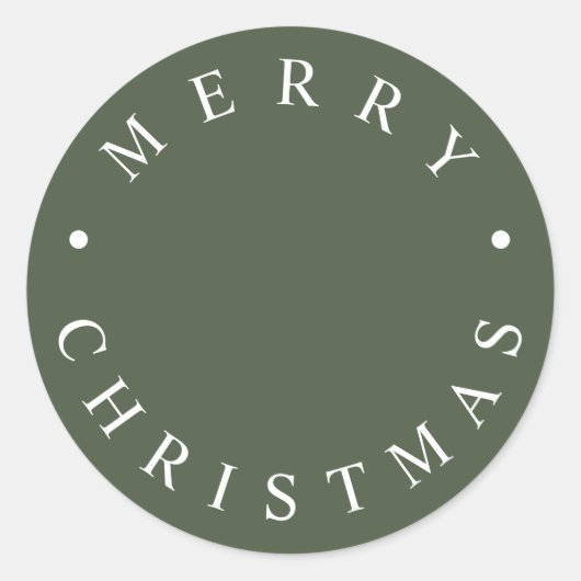Eenvoudige moderne Typografie Merry KerstGreen Ronde Sticker (Voorkant)