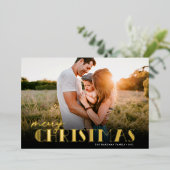 Eenvoudige moderne Typografie met kerstmis Folie Feestdagenkaart (Staand Voorkant)