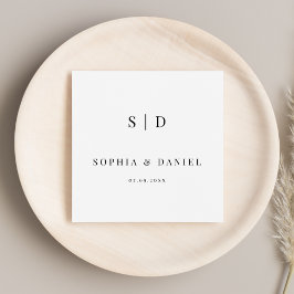 Eenvoudige Moderne Typografie Monogram Bruiloft Servet