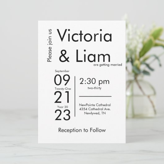 Eenvoudige moderne Typografie Name Wedding Invitat Feestdagenkaart (Staand voorkant)