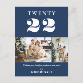 Eenvoudige moderne Typografie Nieuwjaar 2 Foto Briefkaart