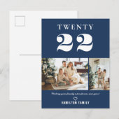 Eenvoudige moderne Typografie Nieuwjaar 2 Foto Briefkaart (Voorkant / Achterkant)