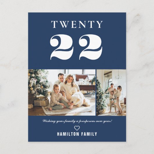 Eenvoudige moderne Typografie Nieuwjaar 2 Foto Briefkaart (Voorkant)
