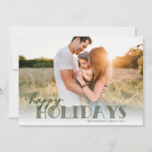 Eenvoudige moderne Typografie Olive Happy Photo Feestdagenkaart (Voorkant)