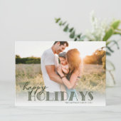 Eenvoudige moderne Typografie Olive Happy Photo Feestdagenkaart (Staand voorkant)